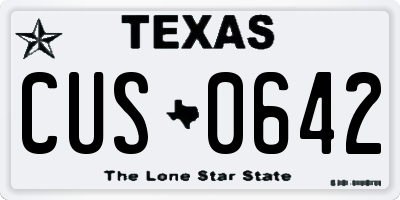 TX license plate CUS0642