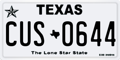 TX license plate CUS0644