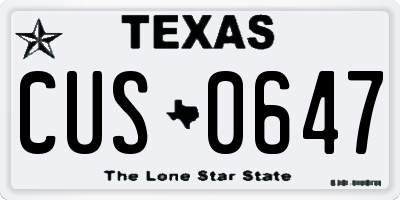 TX license plate CUS0647