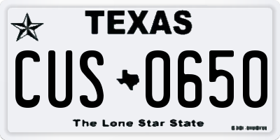 TX license plate CUS0650