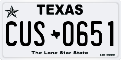 TX license plate CUS0651