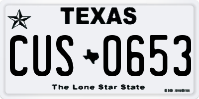 TX license plate CUS0653