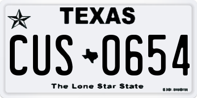 TX license plate CUS0654