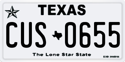 TX license plate CUS0655