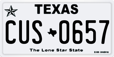 TX license plate CUS0657