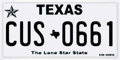 TX license plate CUS0661