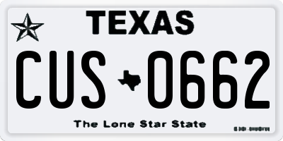 TX license plate CUS0662