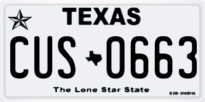 TX license plate CUS0663