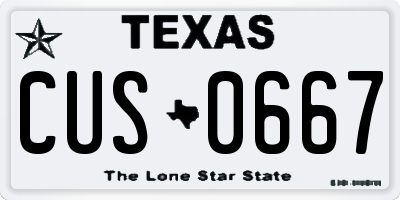 TX license plate CUS0667