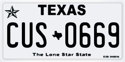 TX license plate CUS0669