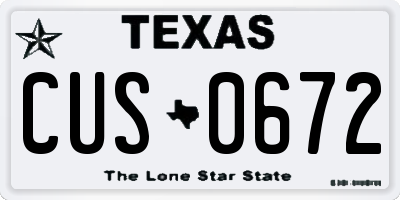 TX license plate CUS0672