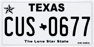 TX license plate CUS0677