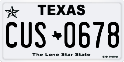 TX license plate CUS0678