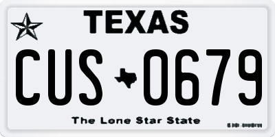 TX license plate CUS0679