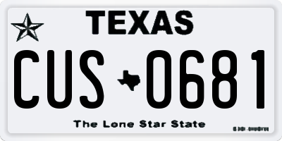 TX license plate CUS0681