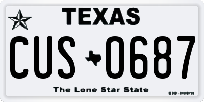 TX license plate CUS0687