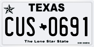 TX license plate CUS0691