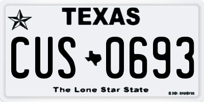 TX license plate CUS0693