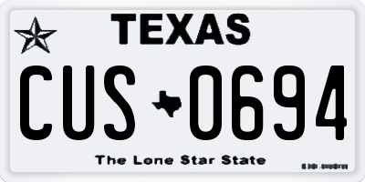 TX license plate CUS0694