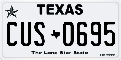 TX license plate CUS0695