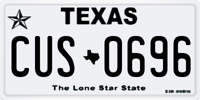 TX license plate CUS0696