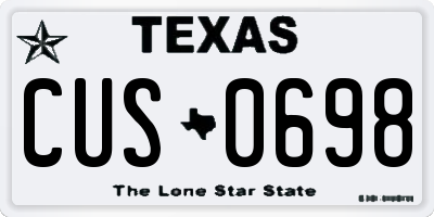 TX license plate CUS0698