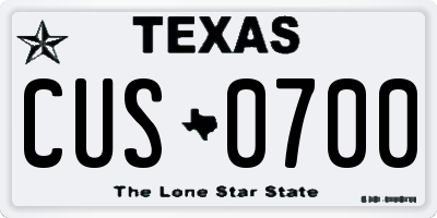 TX license plate CUS0700