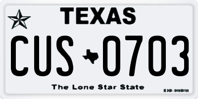 TX license plate CUS0703