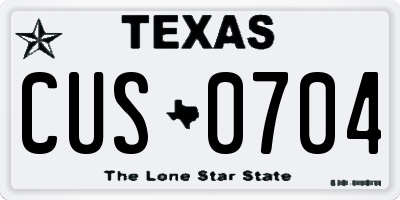TX license plate CUS0704