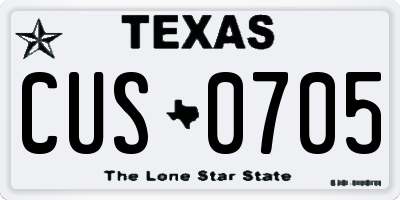 TX license plate CUS0705