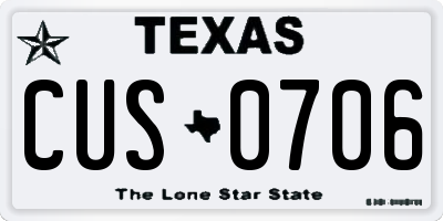 TX license plate CUS0706