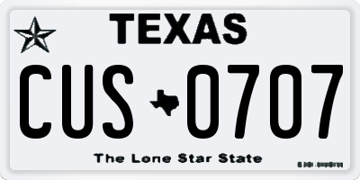 TX license plate CUS0707