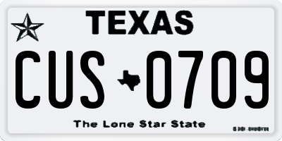 TX license plate CUS0709