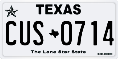 TX license plate CUS0714