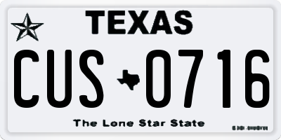 TX license plate CUS0716