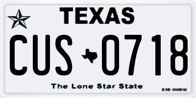TX license plate CUS0718