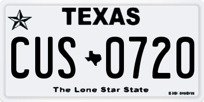 TX license plate CUS0720
