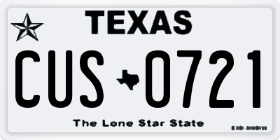 TX license plate CUS0721