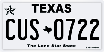 TX license plate CUS0722