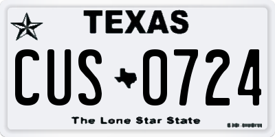 TX license plate CUS0724