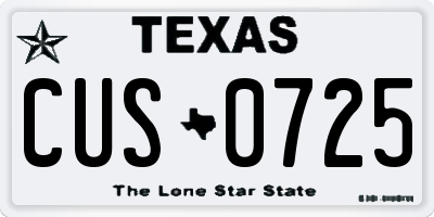 TX license plate CUS0725