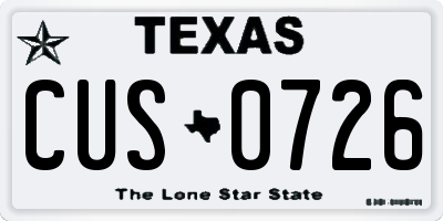 TX license plate CUS0726