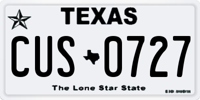 TX license plate CUS0727