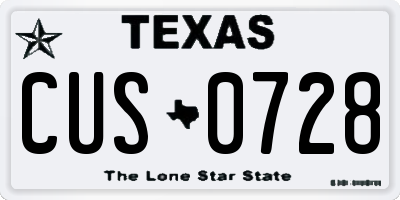 TX license plate CUS0728