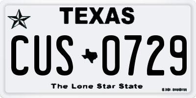 TX license plate CUS0729