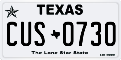 TX license plate CUS0730