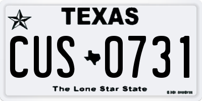 TX license plate CUS0731