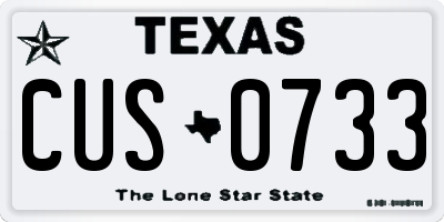 TX license plate CUS0733