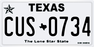 TX license plate CUS0734