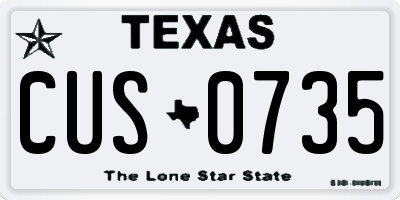 TX license plate CUS0735